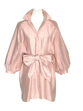 Max Mara Weekend Pink Cotton Blend Balloon Sleeve Blouse
